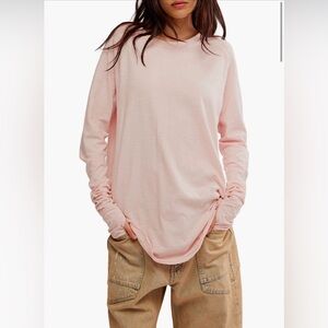We The Free Arden Extra Long Cotton Top In Pink Small